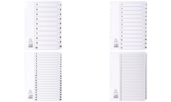 EXACOMPTA Karton-Register 1-10, DIN A4, weiß, 10-teilig