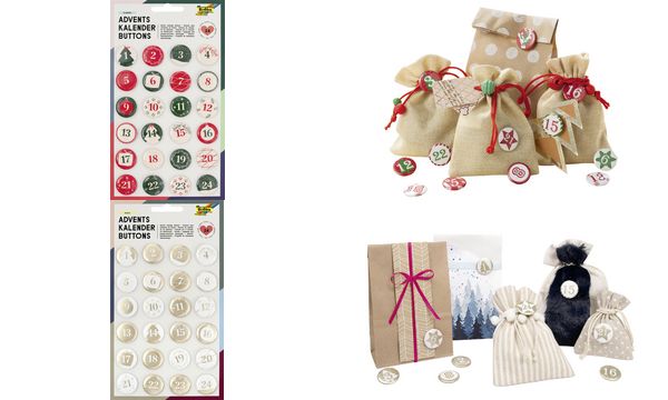 folia Adventskalender "Buttons", aus Blech, 1 - 24
