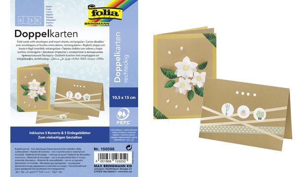 folia Doppelkarten, 105 x 150 mm, 220 g/qm, natronbraun