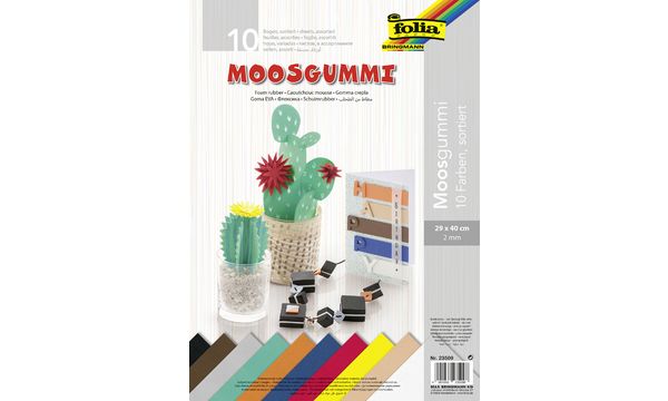 folia Moosgummi, 200 x 290 mm, 10 Blatt, sortiert