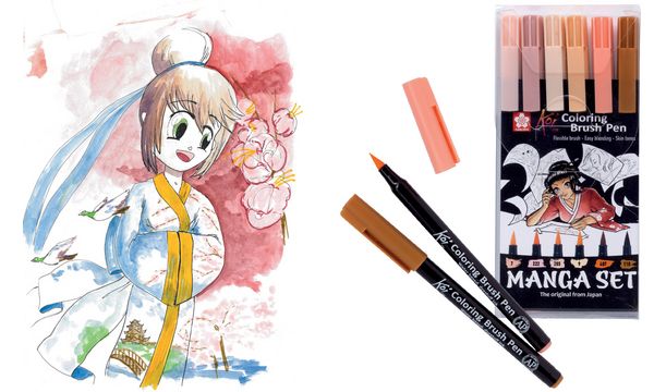 SAKURA Manga-Set Koi Coloring Brush, 6er Etui