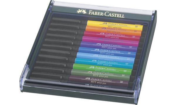 FABER-CASTELL Tuschestift PITT artist pen, 12er Etui Basic