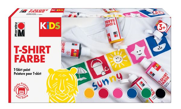Marabu KiDS Textilfarbe "T-Shirt Farbe", 6er-Set, 6 x 80 ml