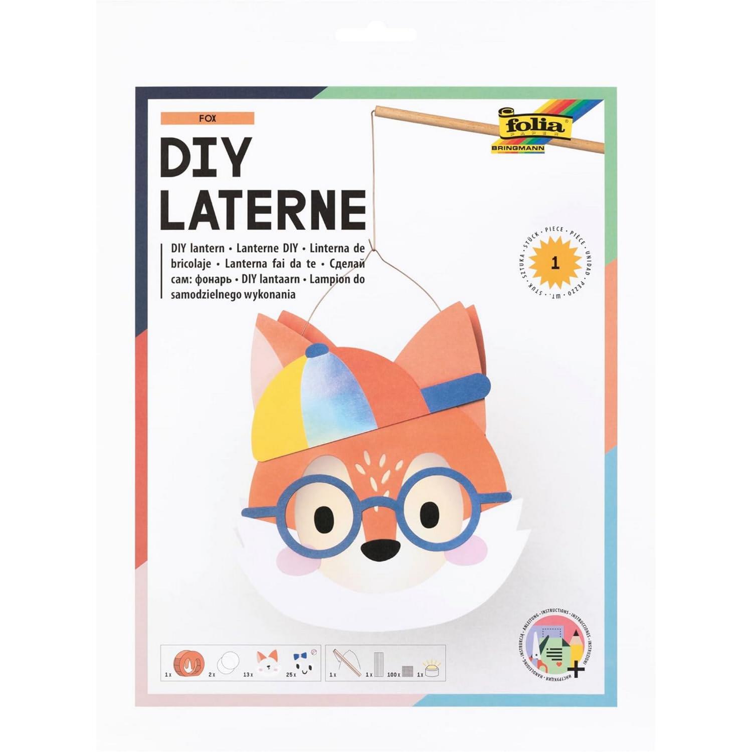 folia Laternen-Bastelset FUCHS mit Laternenstab und LED ...