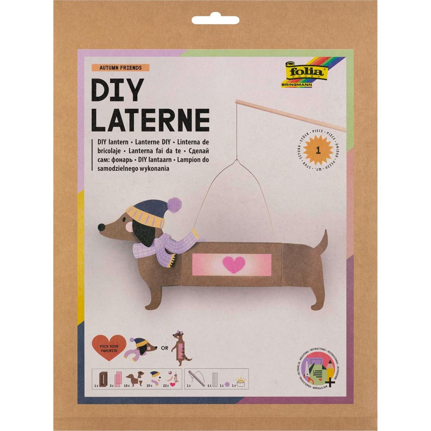 folia Laternen-Bastelset AUTUMN FRIENDS (Dackel quer ode...