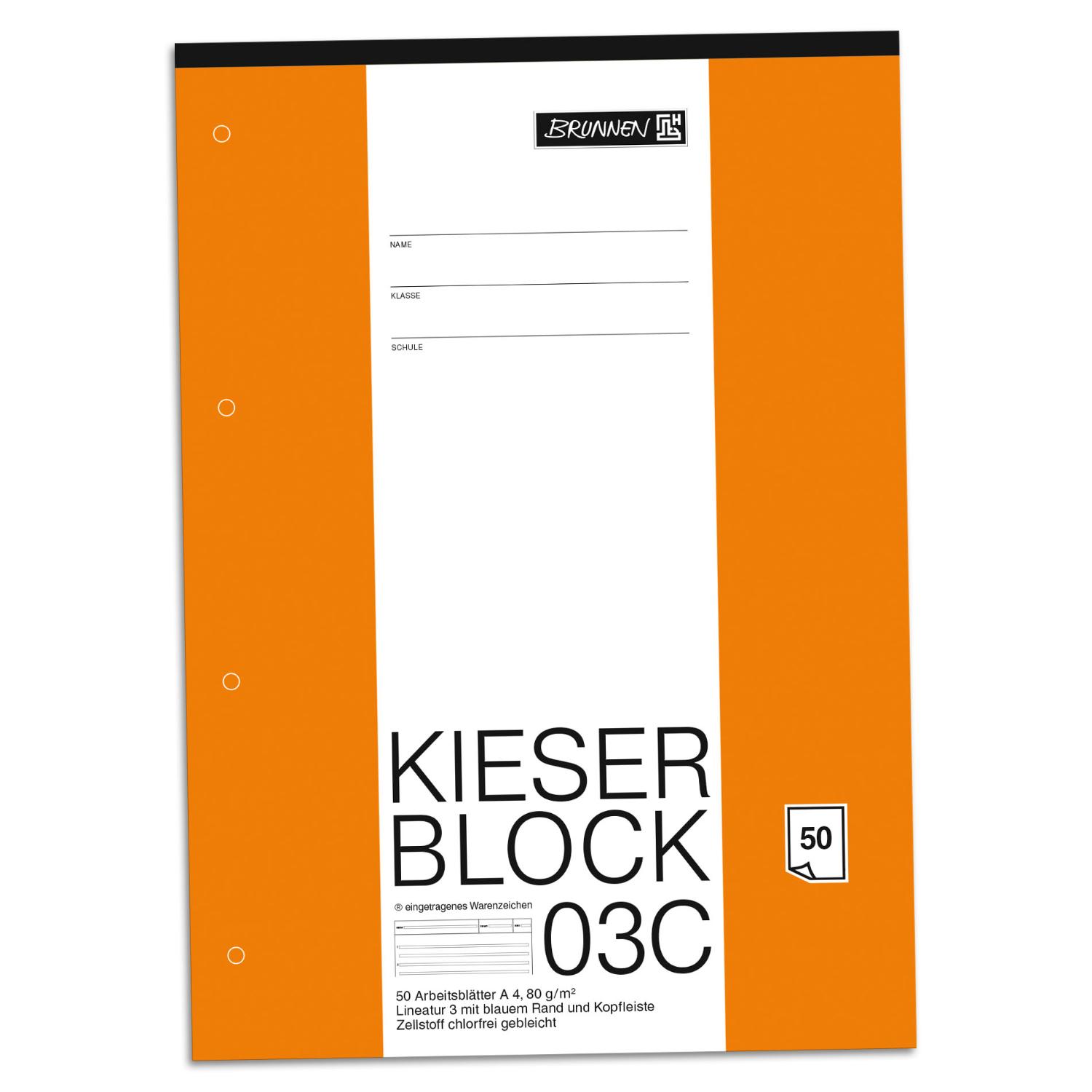 BRUNNEN Kieserblock 03 C Lineatur 3 liniert A4 50 Blatt ...
