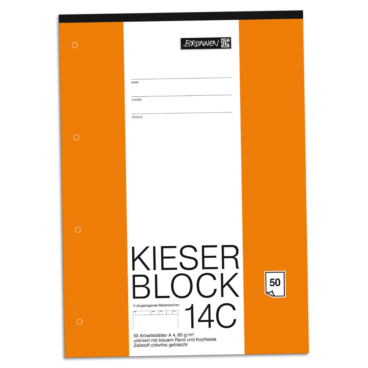 BRUNNEN Kieserblock 14 C Lineatur 20 blanko A4 50 Blatt ...