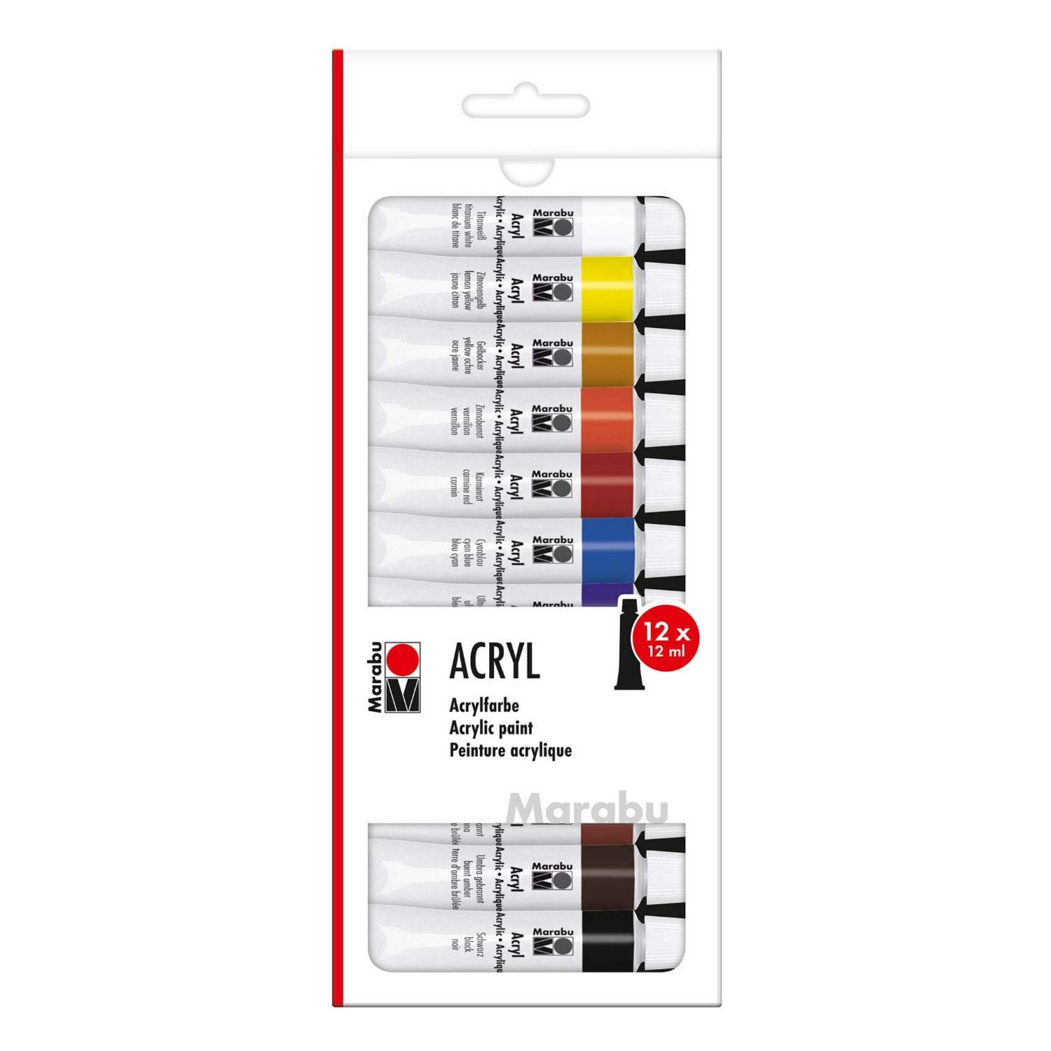 Marabu Acrylfarbe, 12 ml, 12er-Set