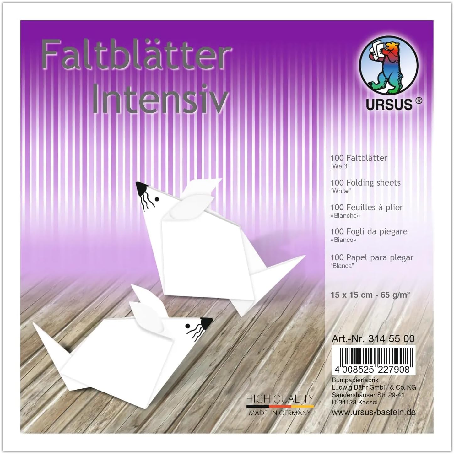 URSUS Faltbl�tter Intensiv Universal 15x15cm 100 Blatt W...