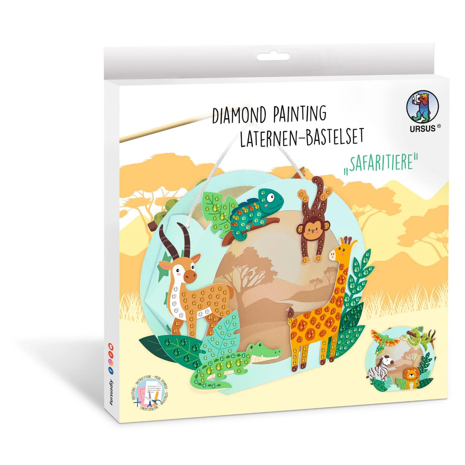 URSUS Diamond Painting Laternen-Bastelset SAFARITIERE