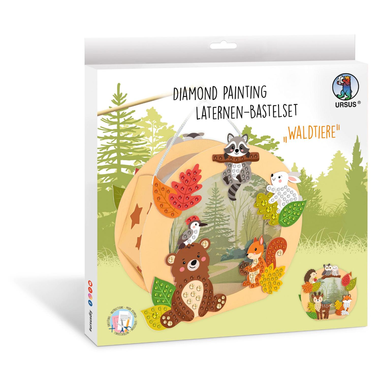 URSUS Diamond Painting Laternen-Bastelset WALDTIERE