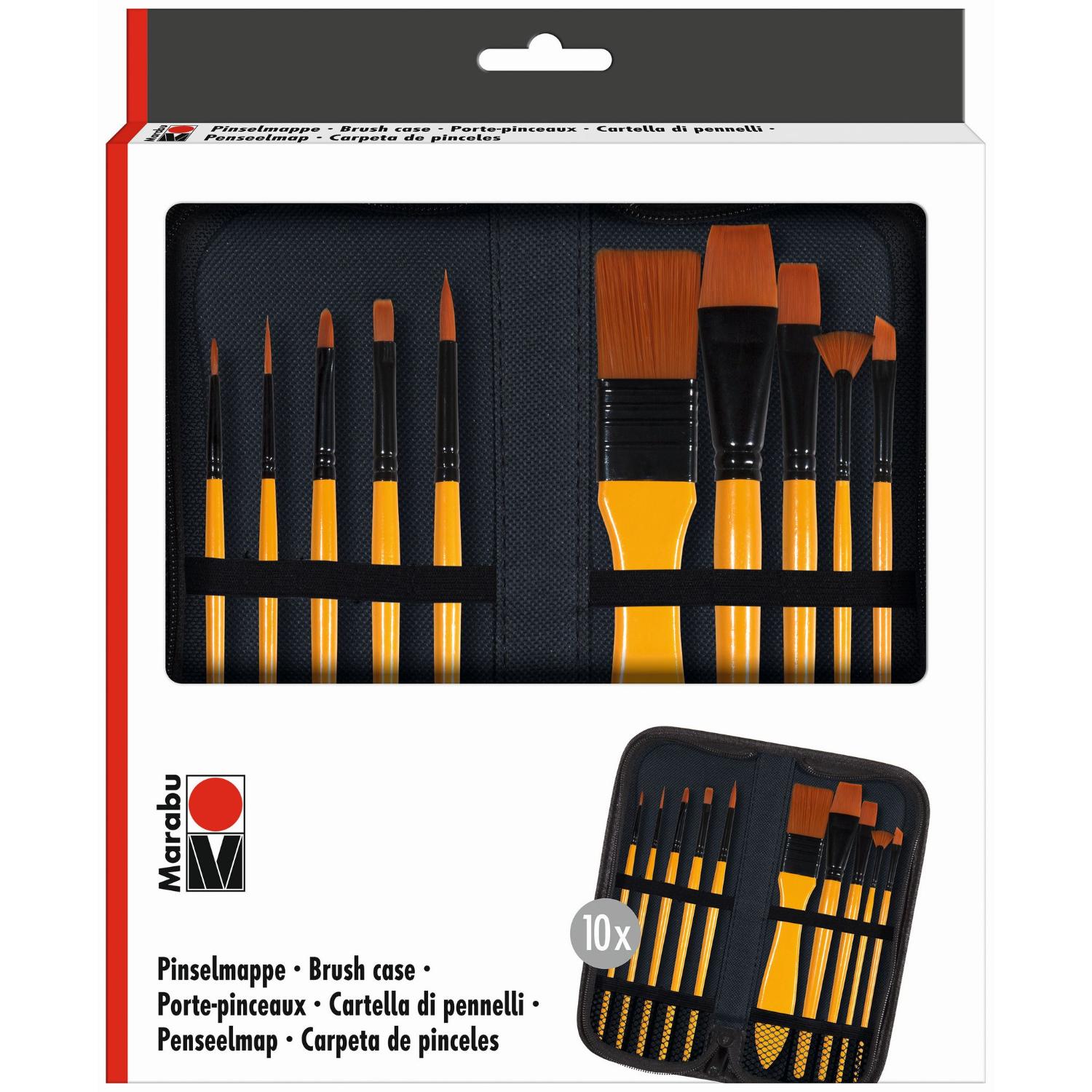 Marabu Pinselmappe mit 10 Acryl Pinseln