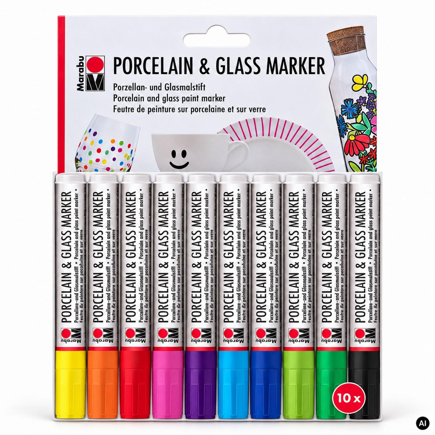 Marabu Porcelain & Glass Marker Set 10 x 3 mm