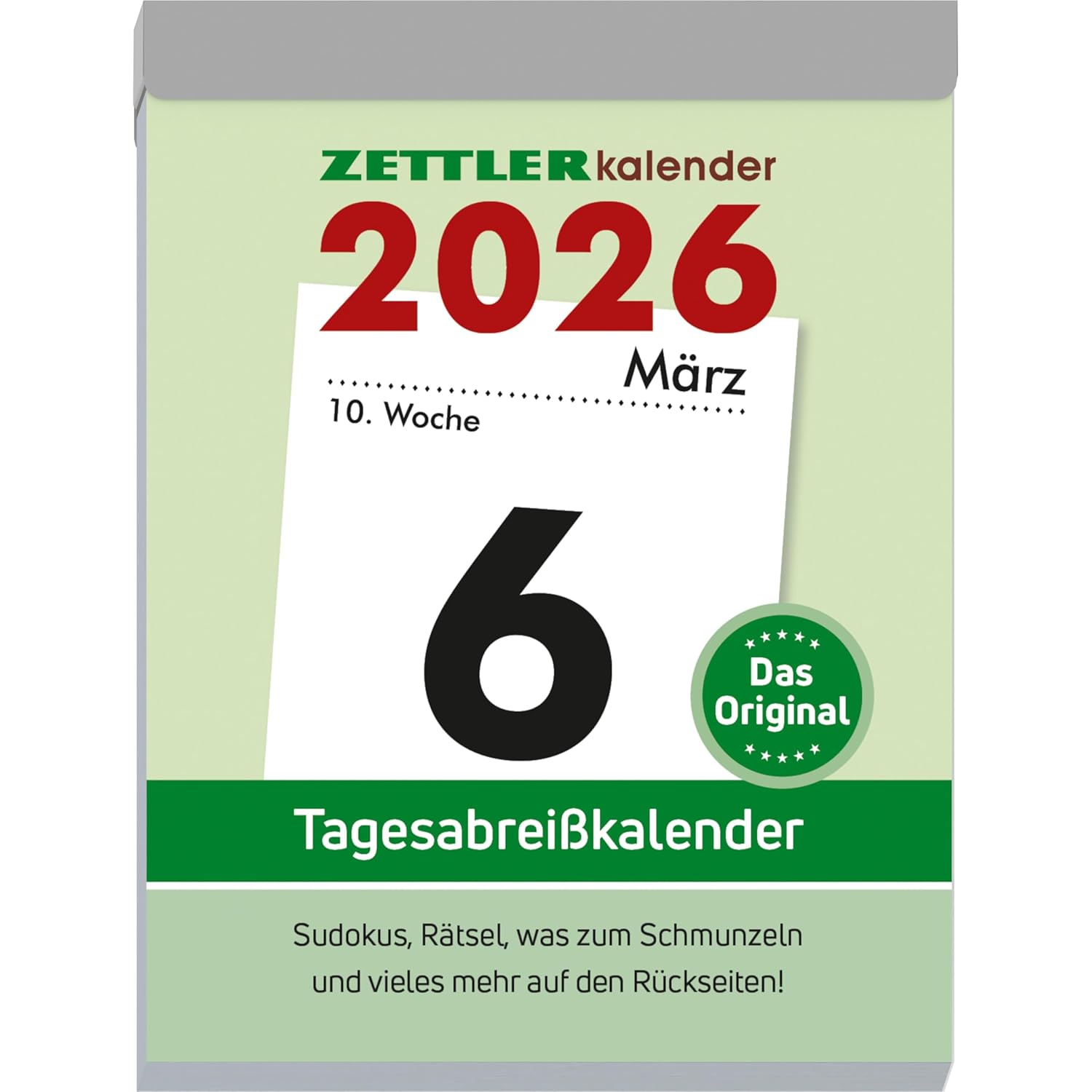 ZETTLER Tagesabrei�kalender XL 2026 8,2x10,7 cm mit Sudokus