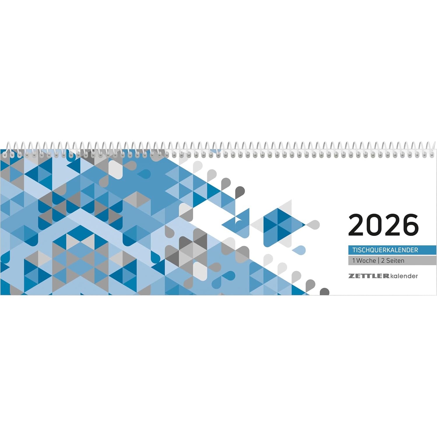 ZETTLER 2026 Pultkalender 1W 2S blau Querkalender Spiral...