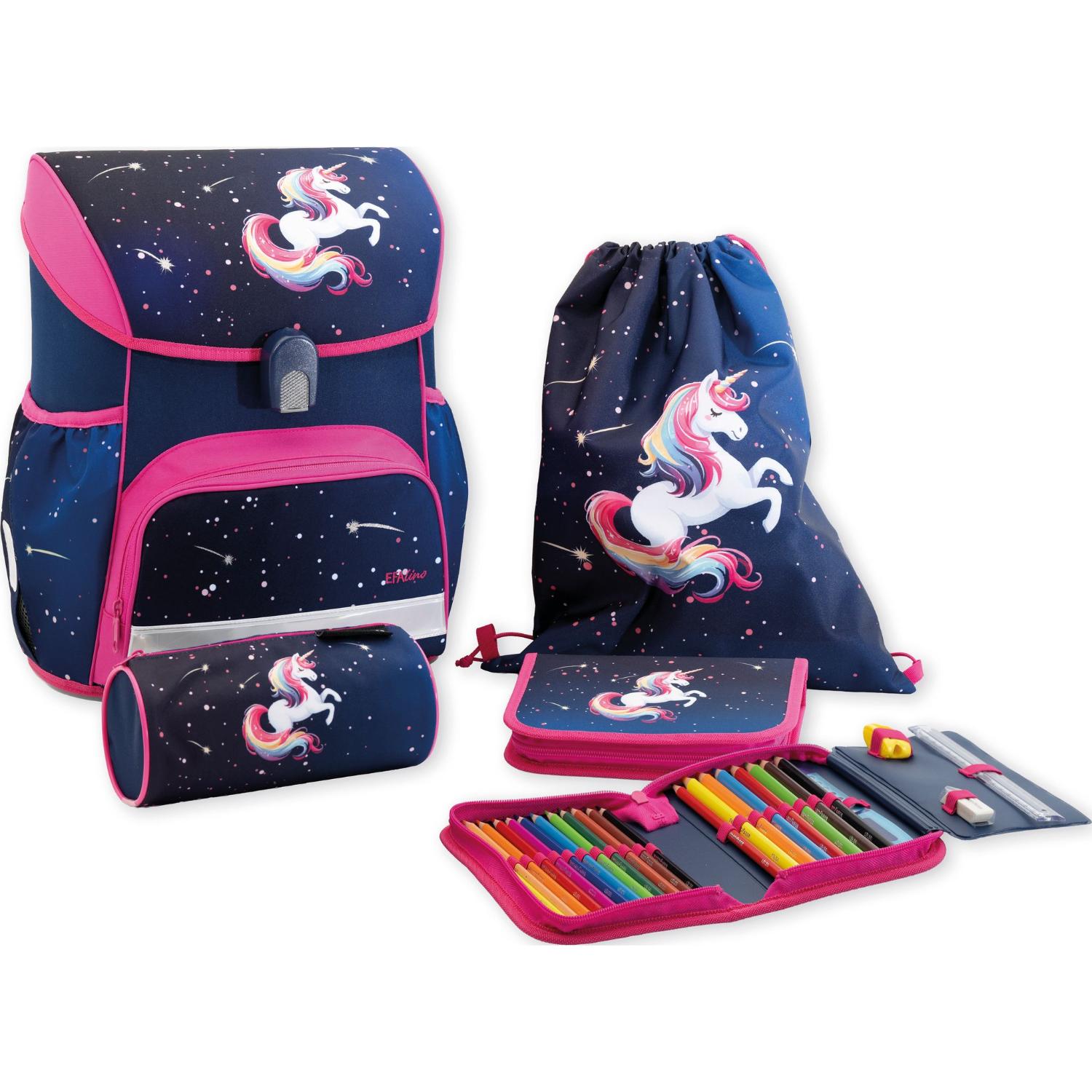 EBERHARD FABER Schulranzen Set EFAlino EINHORN blau pink...