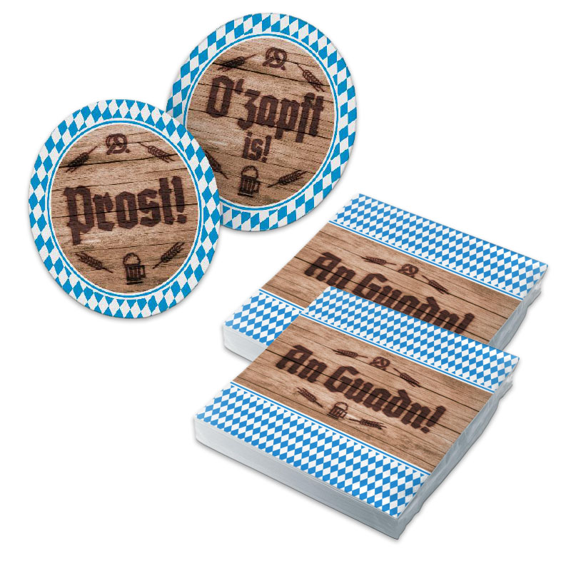 itenga 40x Serviette mit 40x Bierdeckel Oktoberfest bayr...