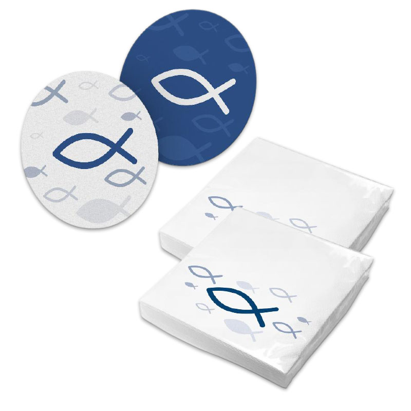 itenga 40x Serviette mit 40x Bierdeckel Kommunion Konfir...
