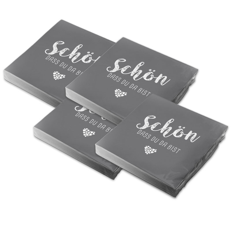 itenga 80x Serviette Sch�n dass du da bist taubengrau