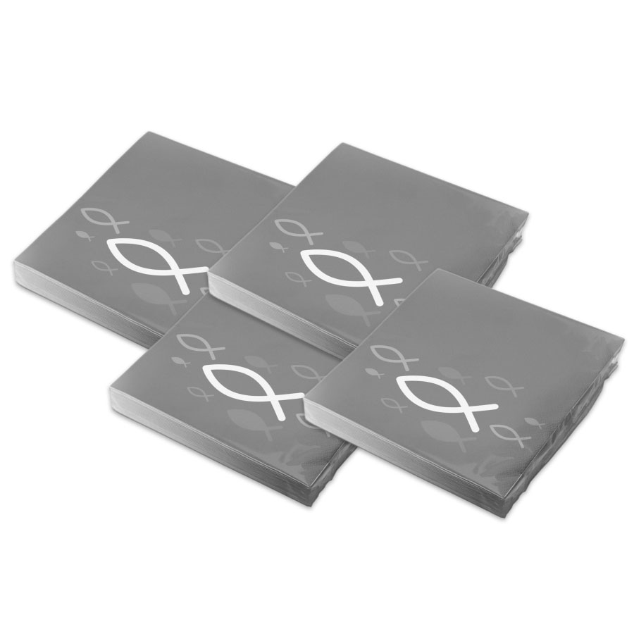 itenga Servietten Fisch GRAU WEISS 30 x 30 cm 3-lagig 80...