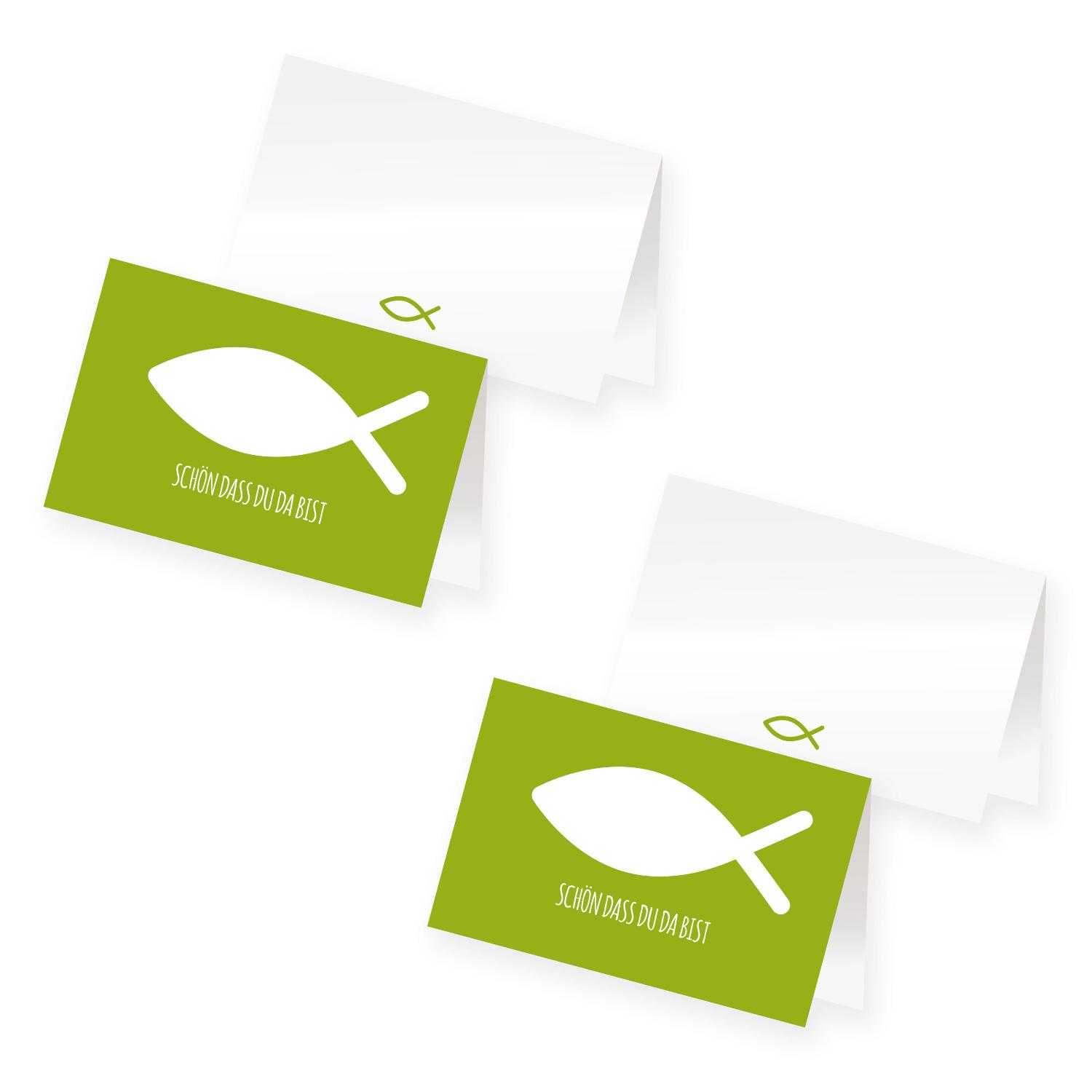 itenga 48x Tischkarte Fisch GR�N Platzkarte Kommunion Ta...