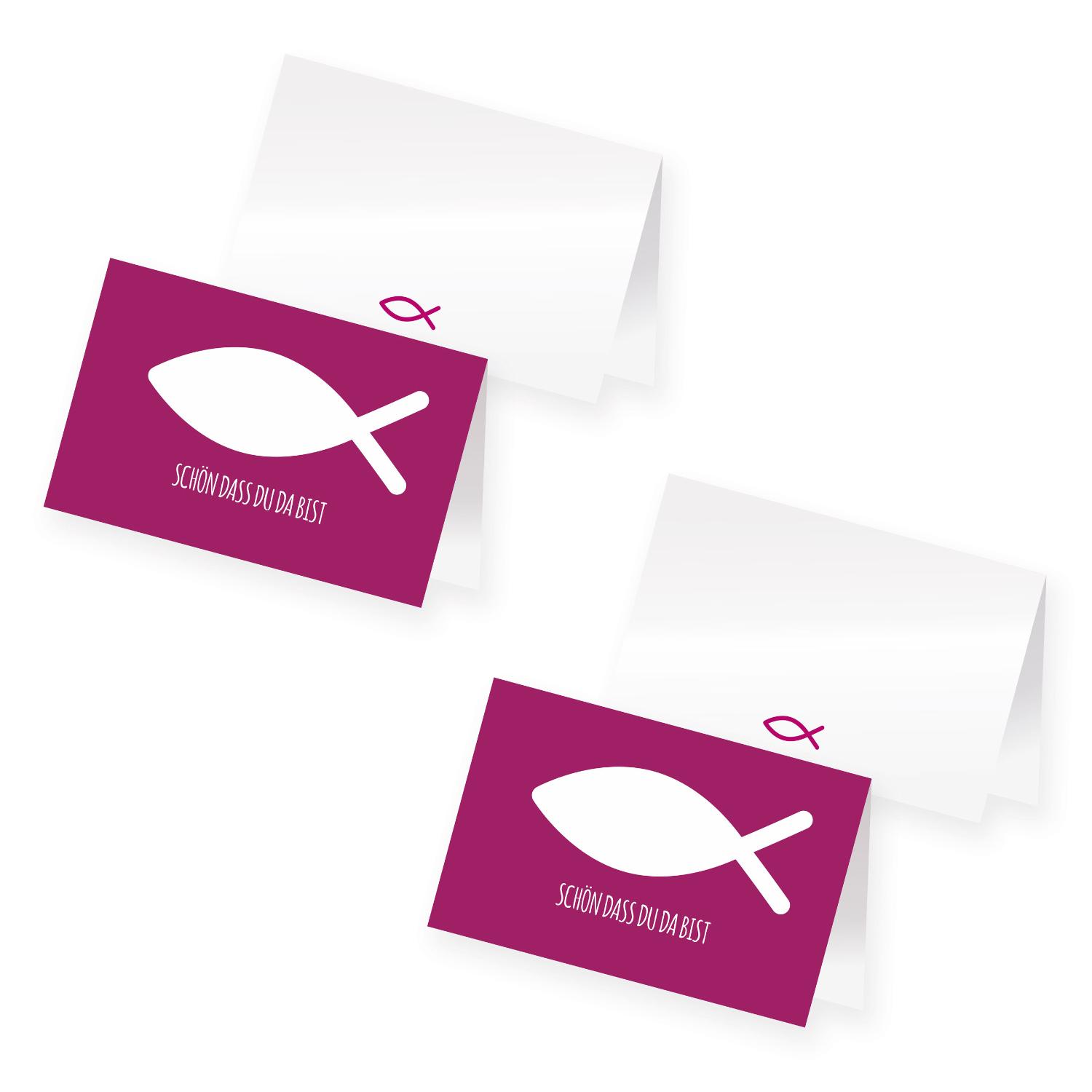 itenga 48x Tischkarte Fisch PINK Platzkarte Kommunion Ta...
