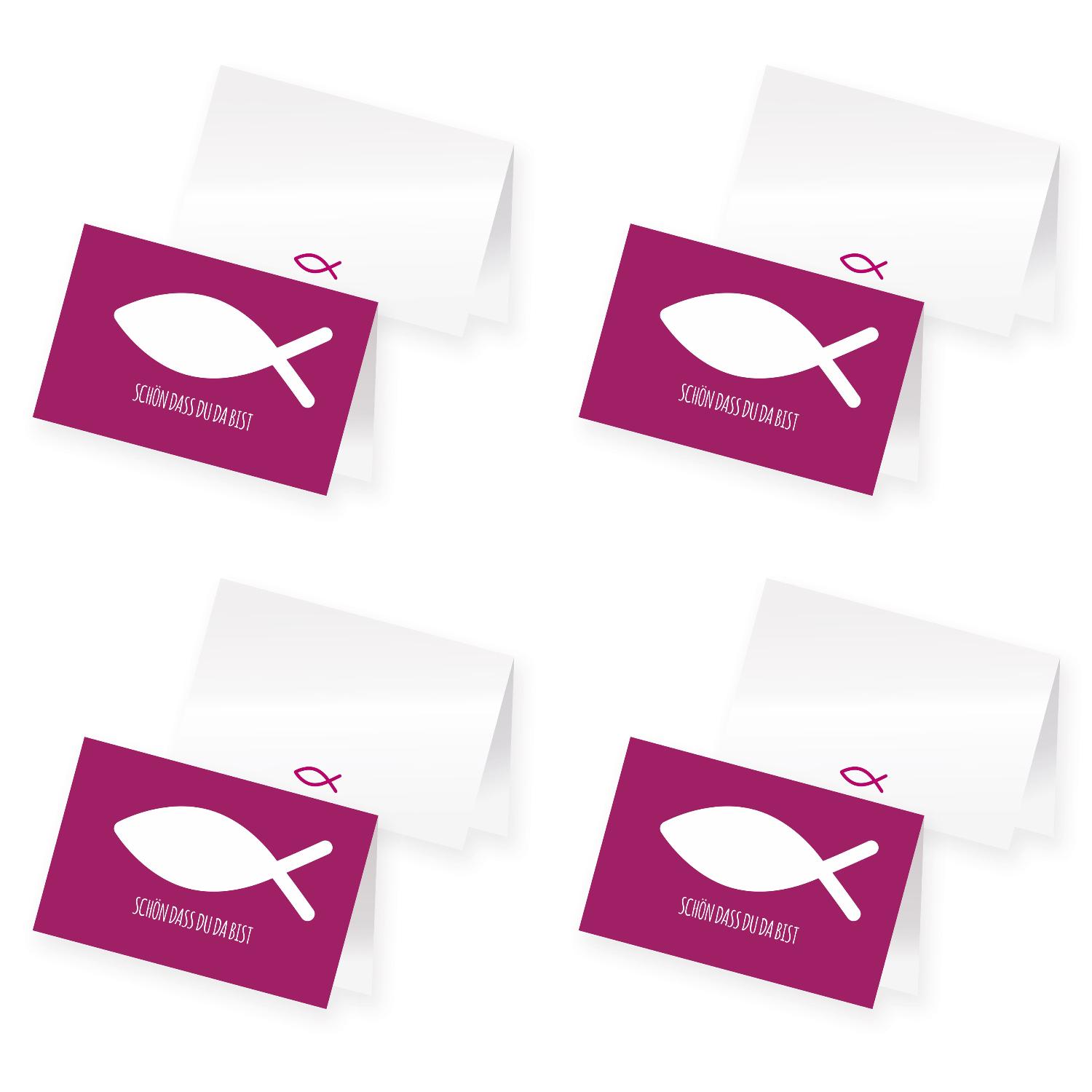 itenga 96x Tischkarte Fisch PINK Platzkarte Kommunion Ta...