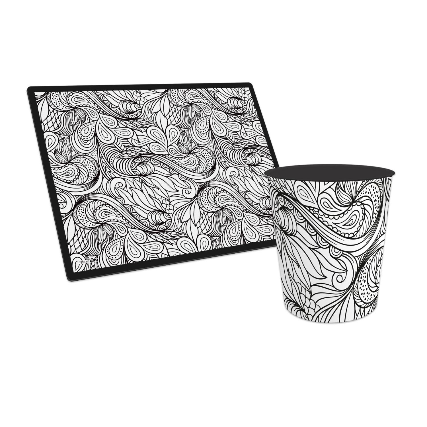 itenga Papierkorb mit Schreibunterlage Motiv LINE ART Set