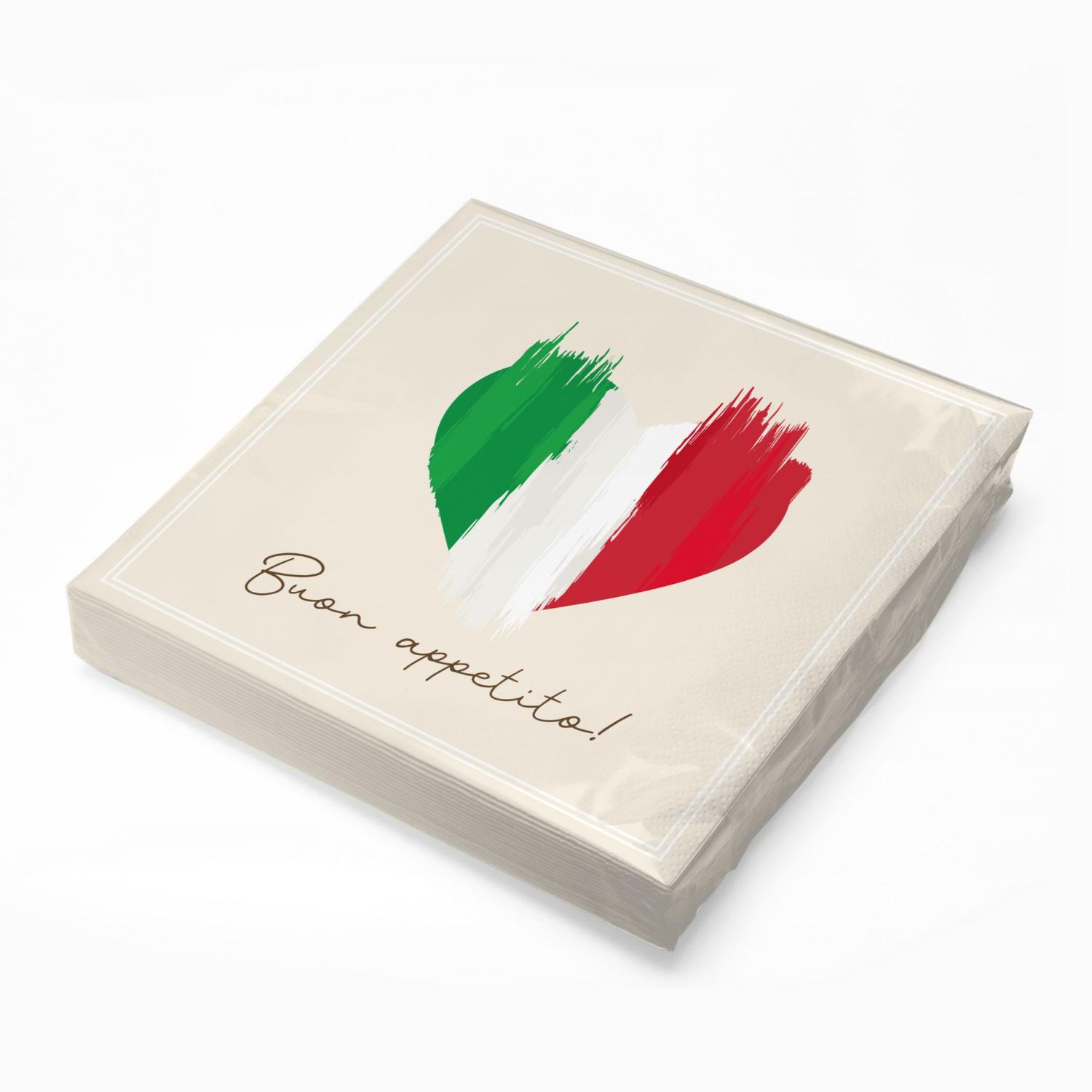 itenga 20x Serviette Herz Flagge ITALIEN v1