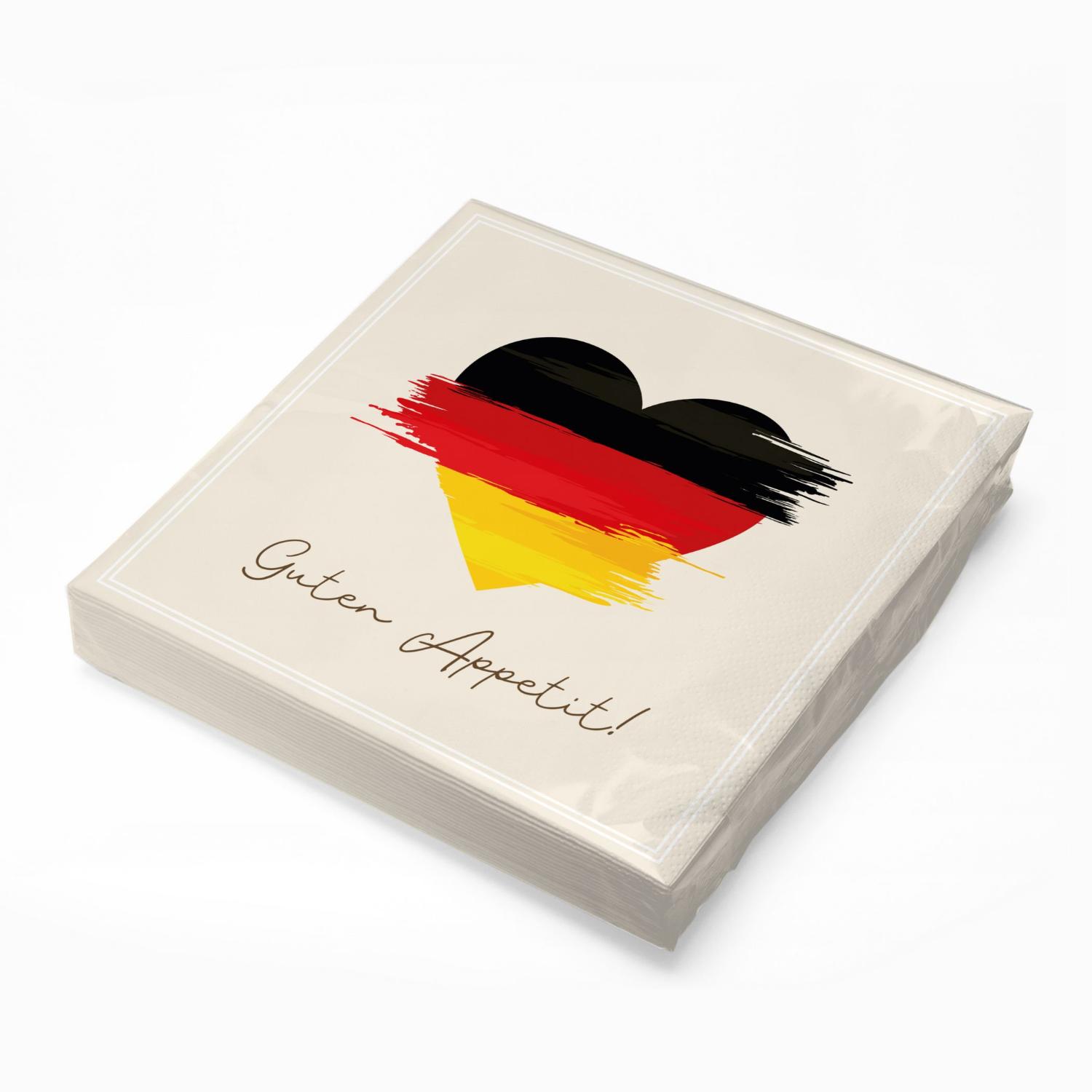 itenga 20x Serviette Herz Flagge DEUTSCHLAND