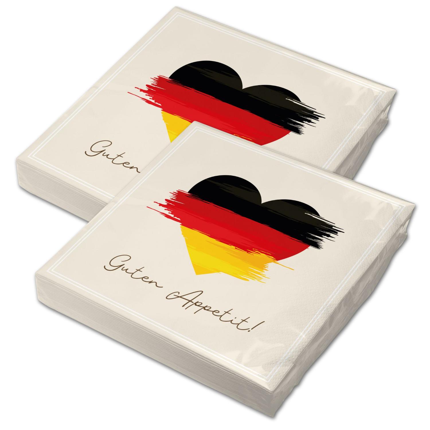 itenga 40x Serviette Herz Flagge DEUTSCHLAND