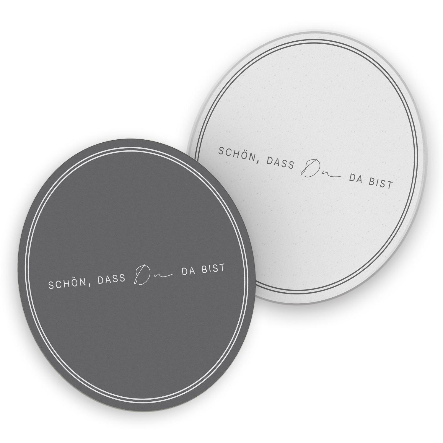 ITENGA 40x Bierdeckel rund Sch�n dass du da bist V3 grau
