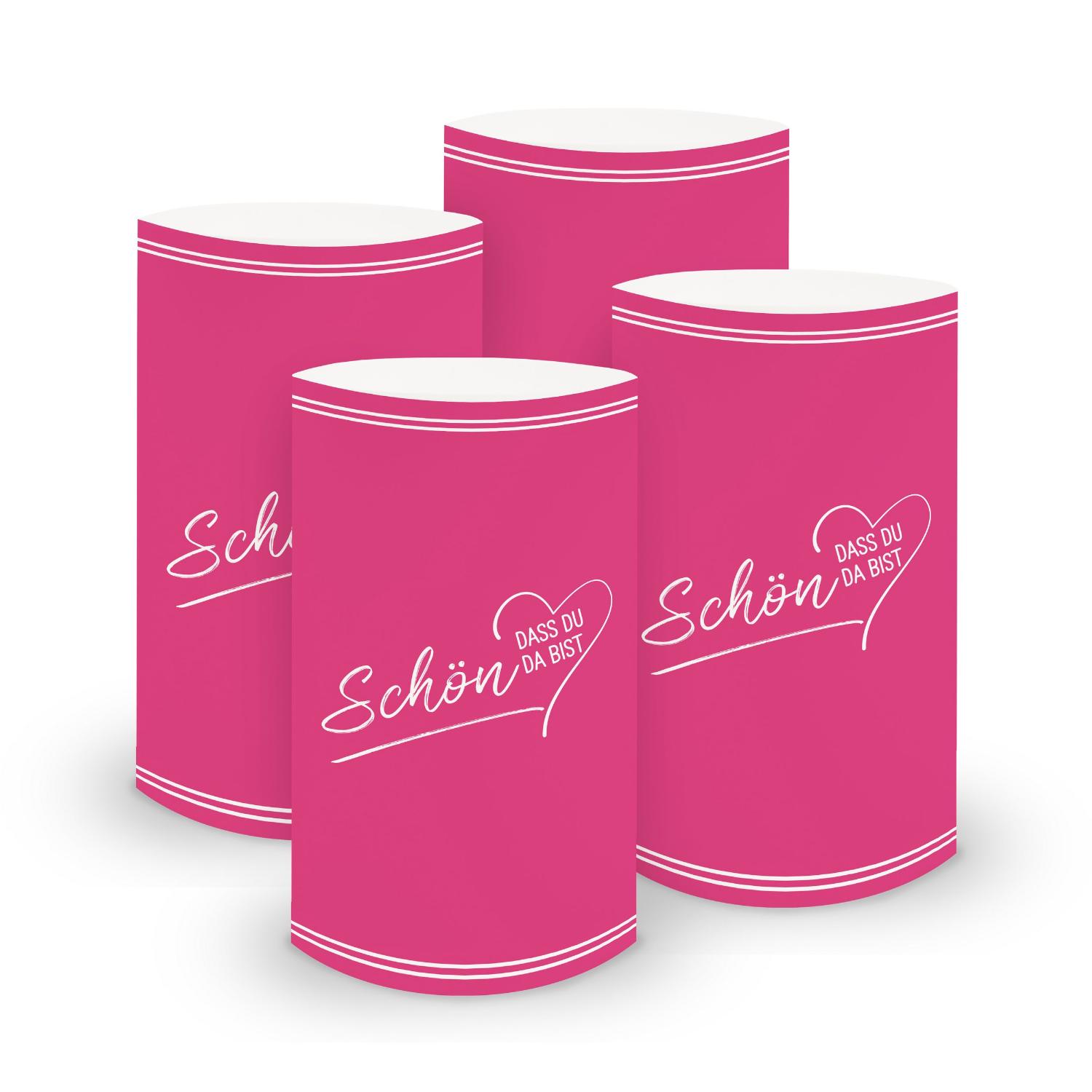 ITENGA 6x Windlichter Sch�n dass du da bist V2 pink