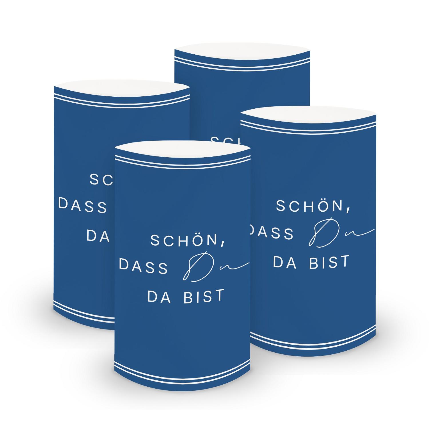 ITENGA 6x Windlichter Sch�n dass du da bist V3 dunkelblau