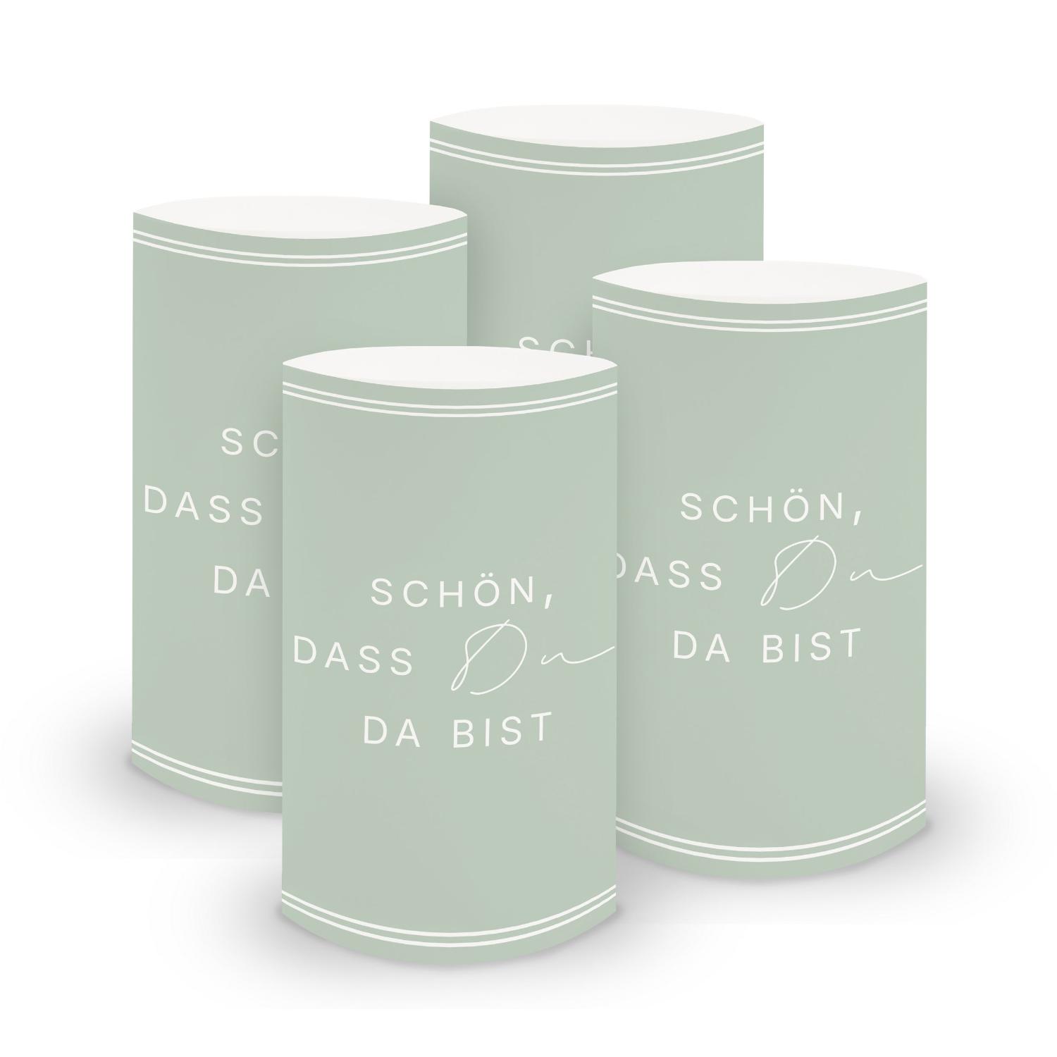 ITENGA 6x Windlichter Sch�n dass du da bist V3 eukalyptu...