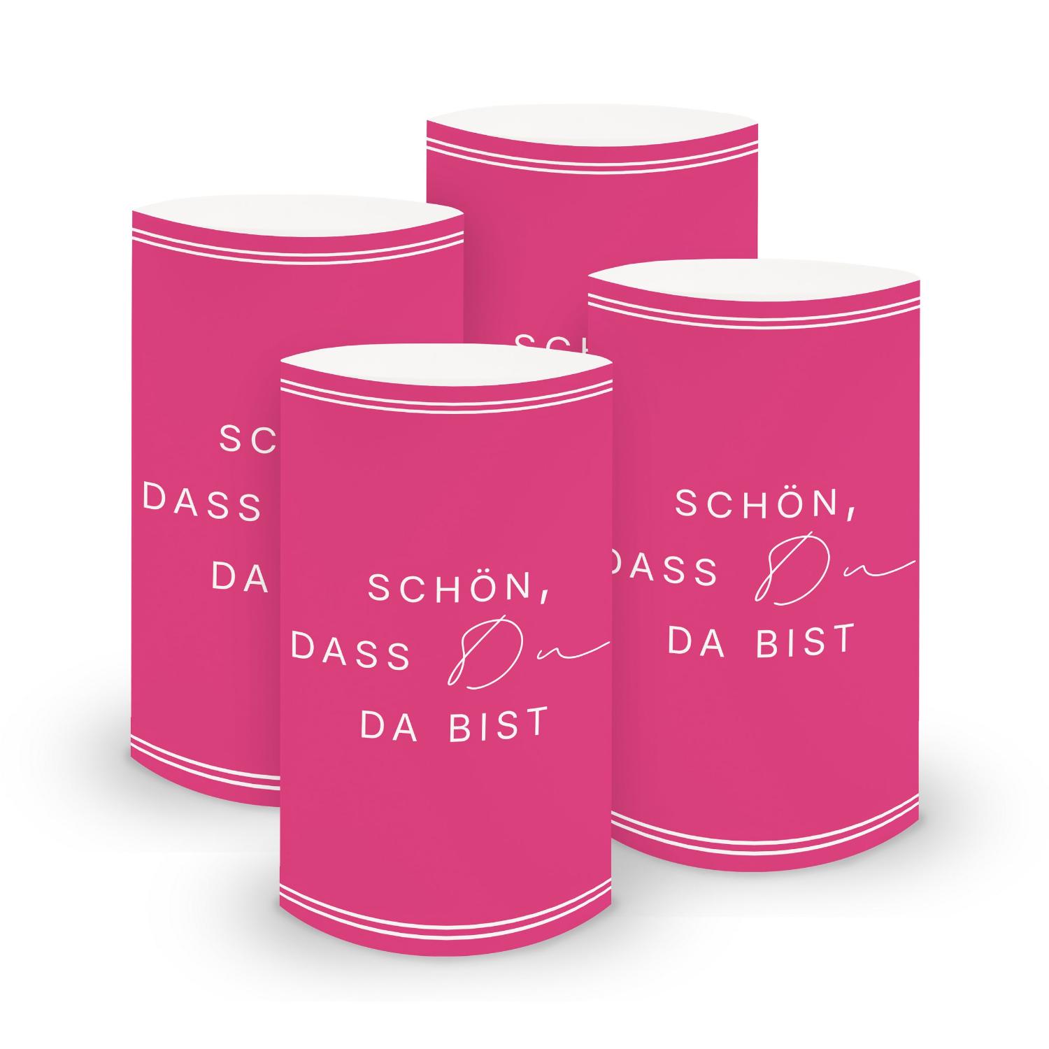 ITENGA 6x Windlichter Sch�n dass du da bist V3 pink