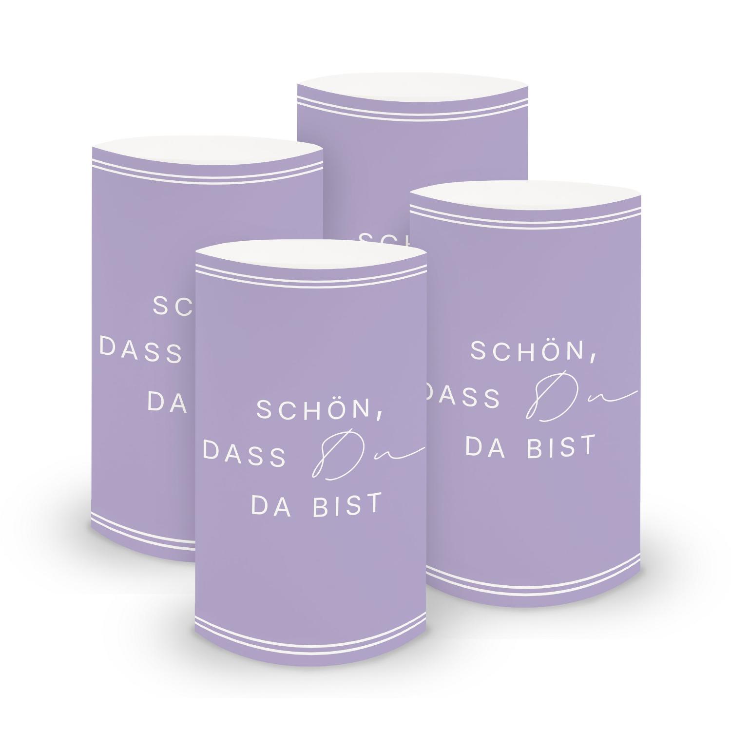 ITENGA 6x Windlichter Sch�n dass du da bist V3 flieder