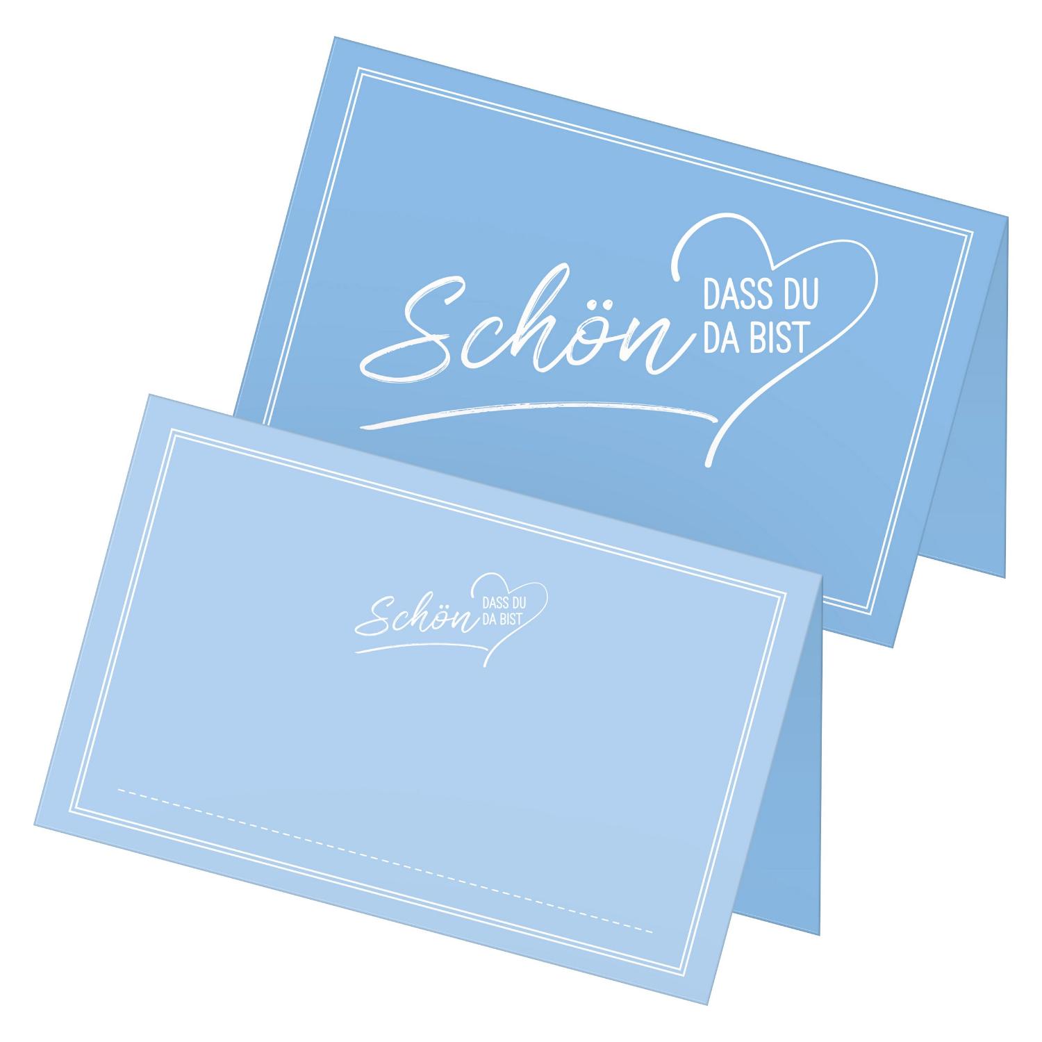 ITENGA 48x Tischkarten Sch�n dass du da bist V2 hellblau