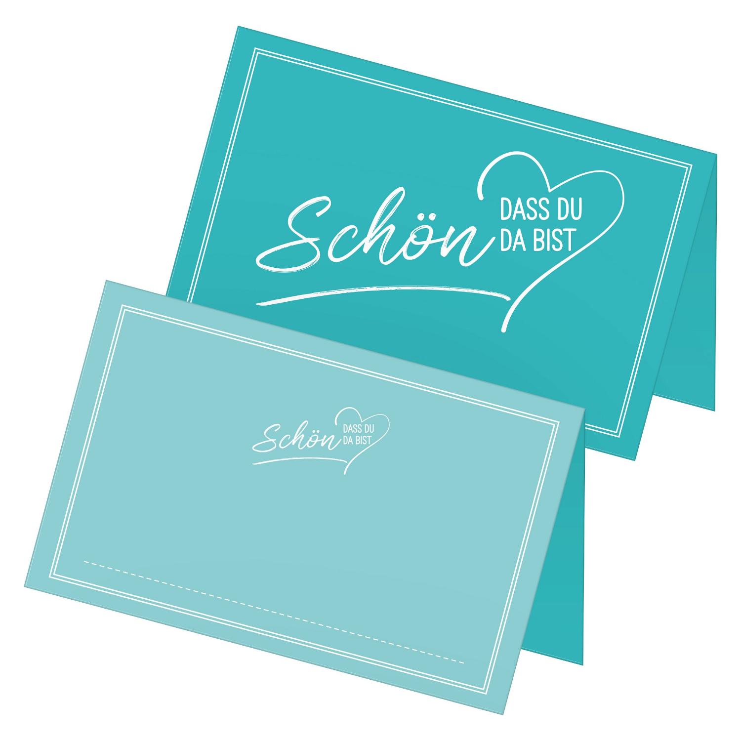 ITENGA 48x Tischkarten Sch�n dass du da bist V2 aqua