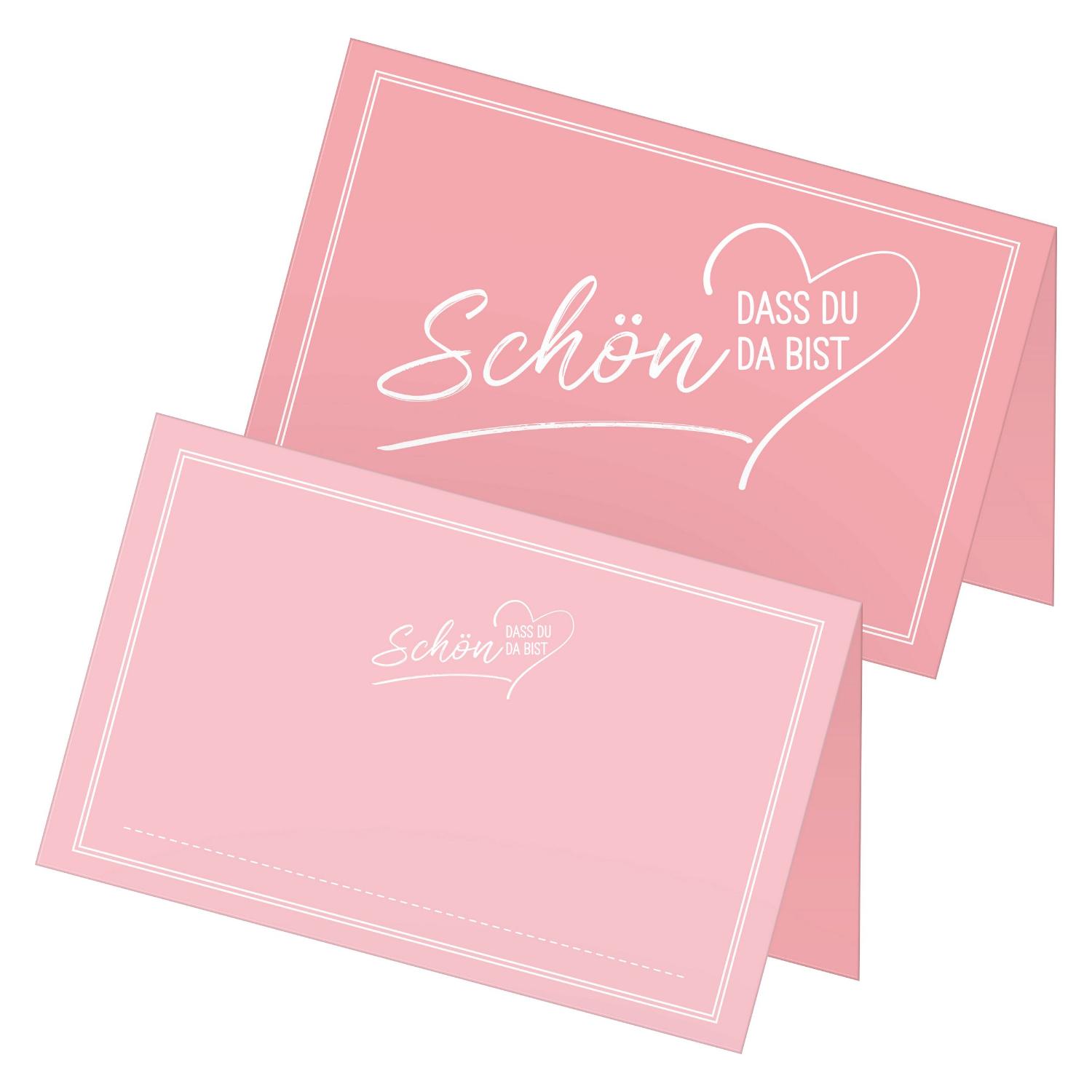 ITENGA 48x Tischkarten Sch�n dass du da bist V2 rosa