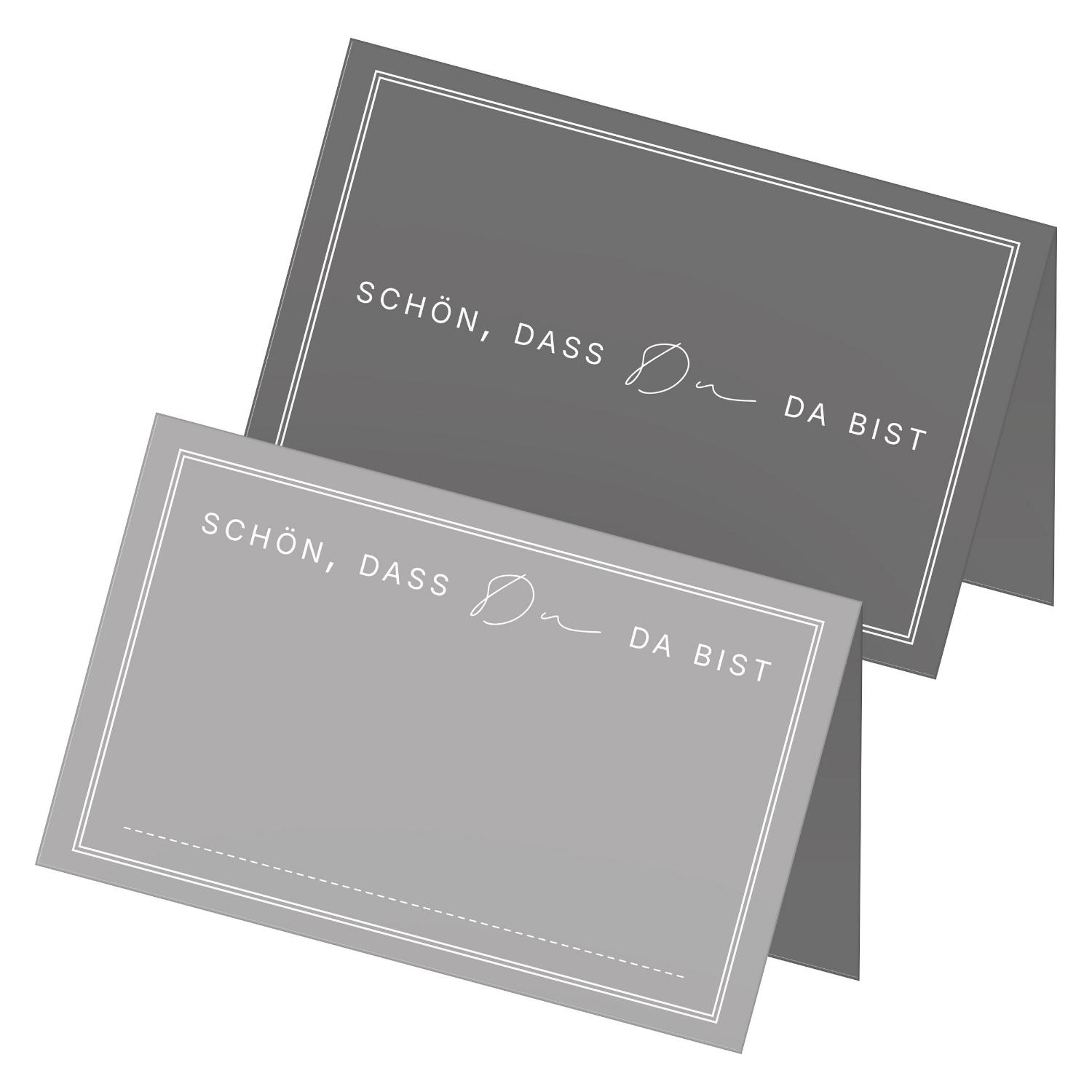 ITENGA 48x Tischkarten Sch�n dass du da bist V3 grau