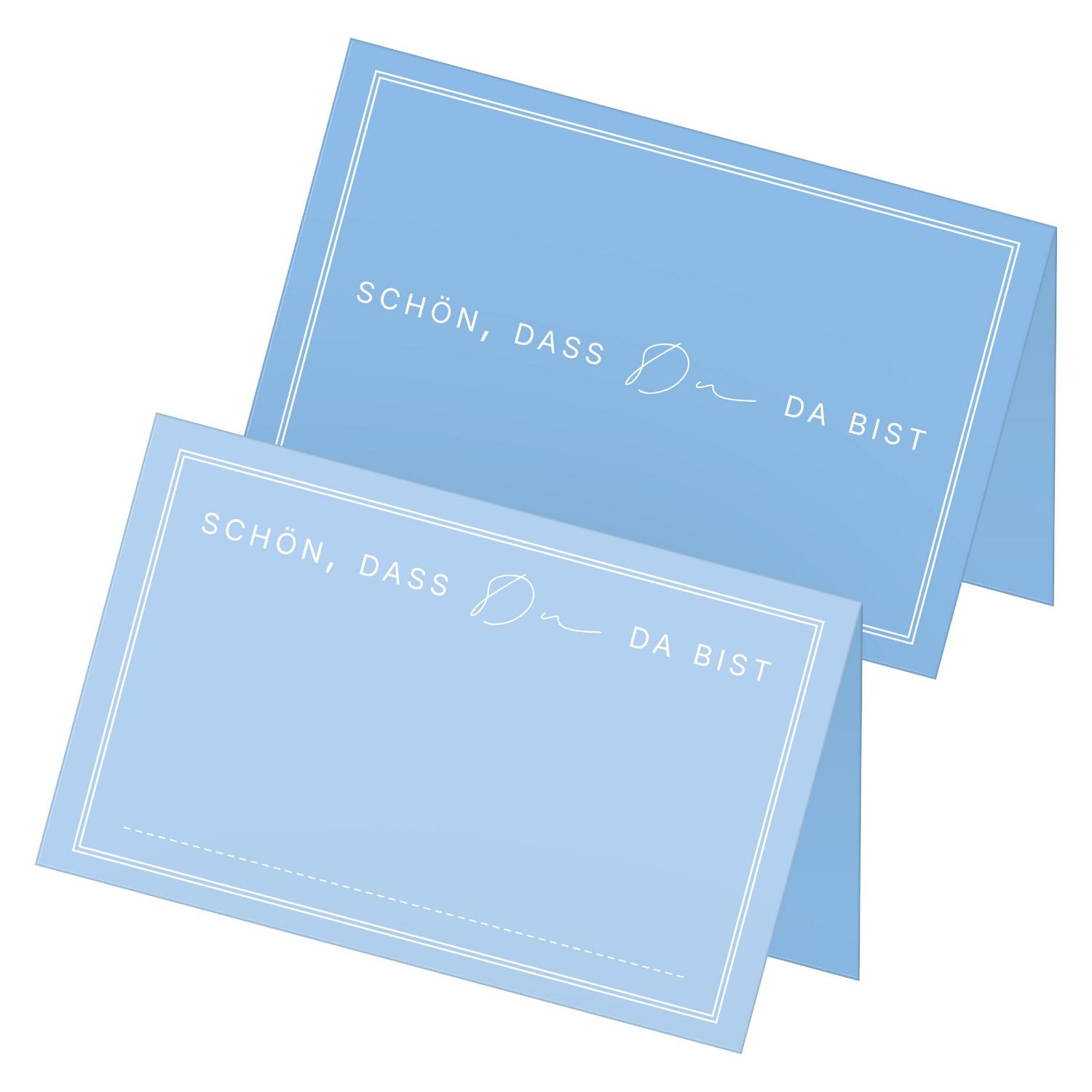 ITENGA 48x Tischkarten Sch�n dass du da bist V3 hellblau