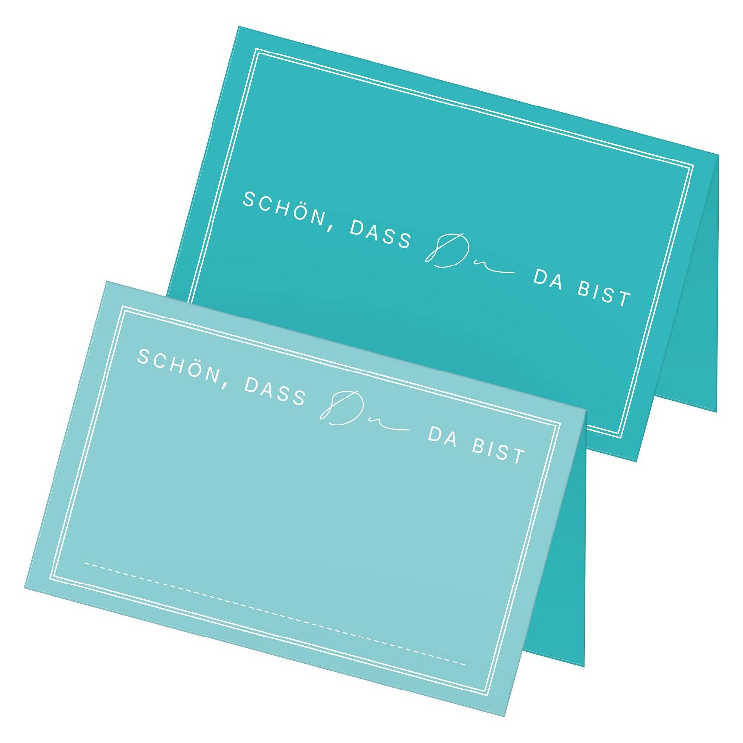 ITENGA 48x Tischkarten Sch�n dass du da bist V3 aqua