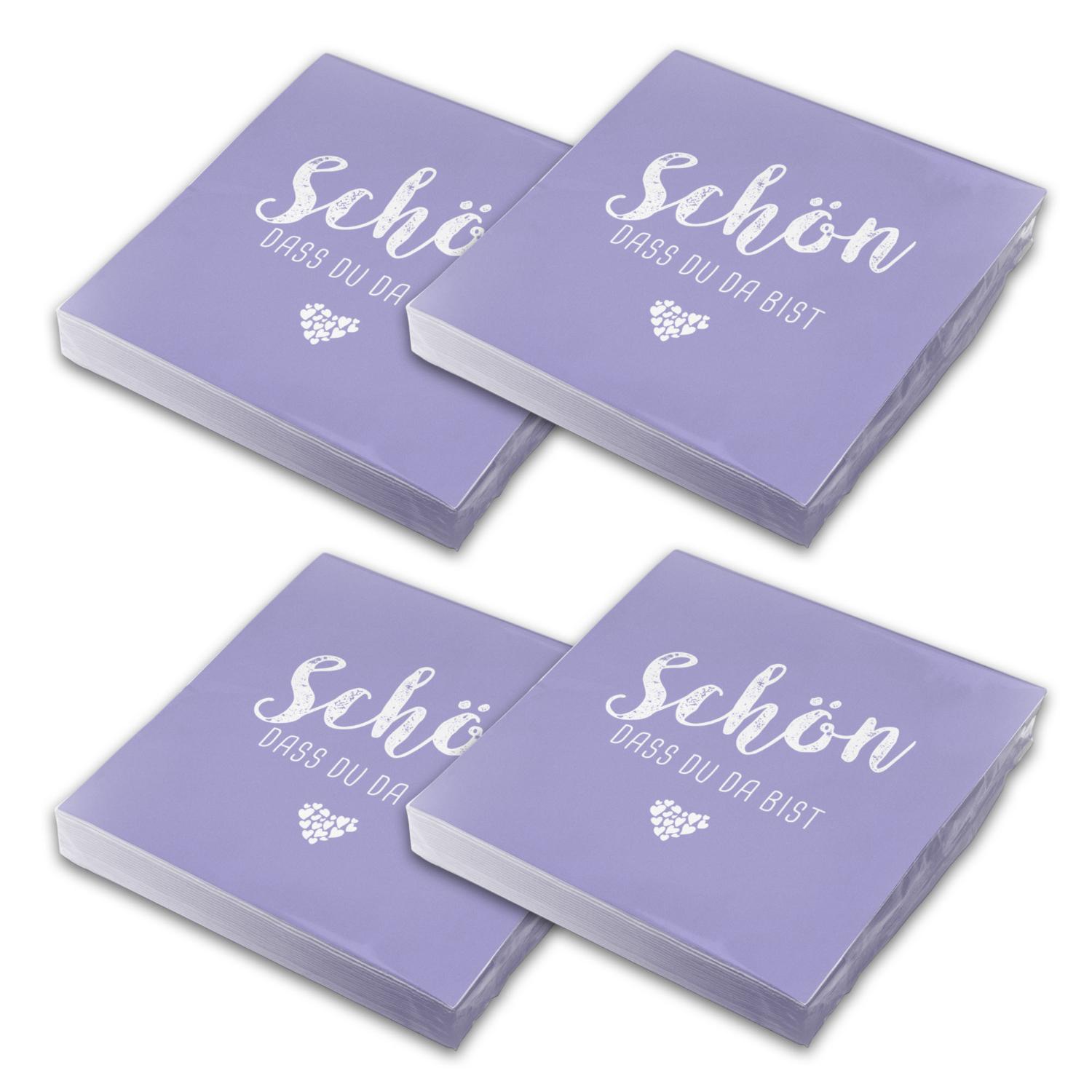 itenga 80x Serviette Sch�n dass du da bist - LILA / FLIEDER