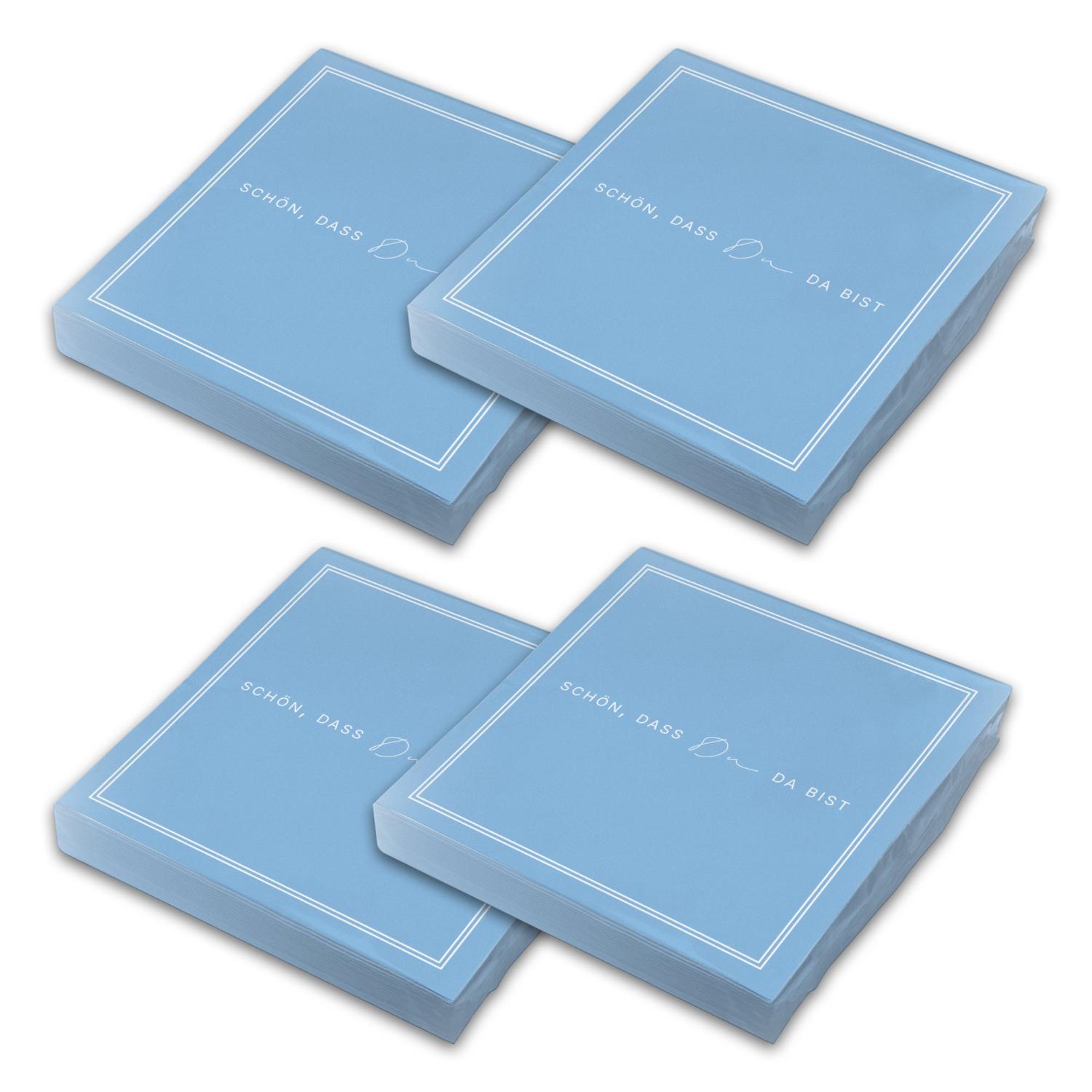 ITENGA 80x Servietten Sch�n dass du da bist V3 hellblau