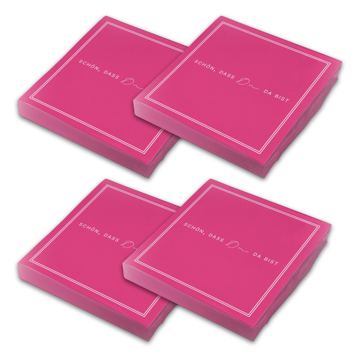 ITENGA 80x Servietten Sch�n dass du da bist V3 pink