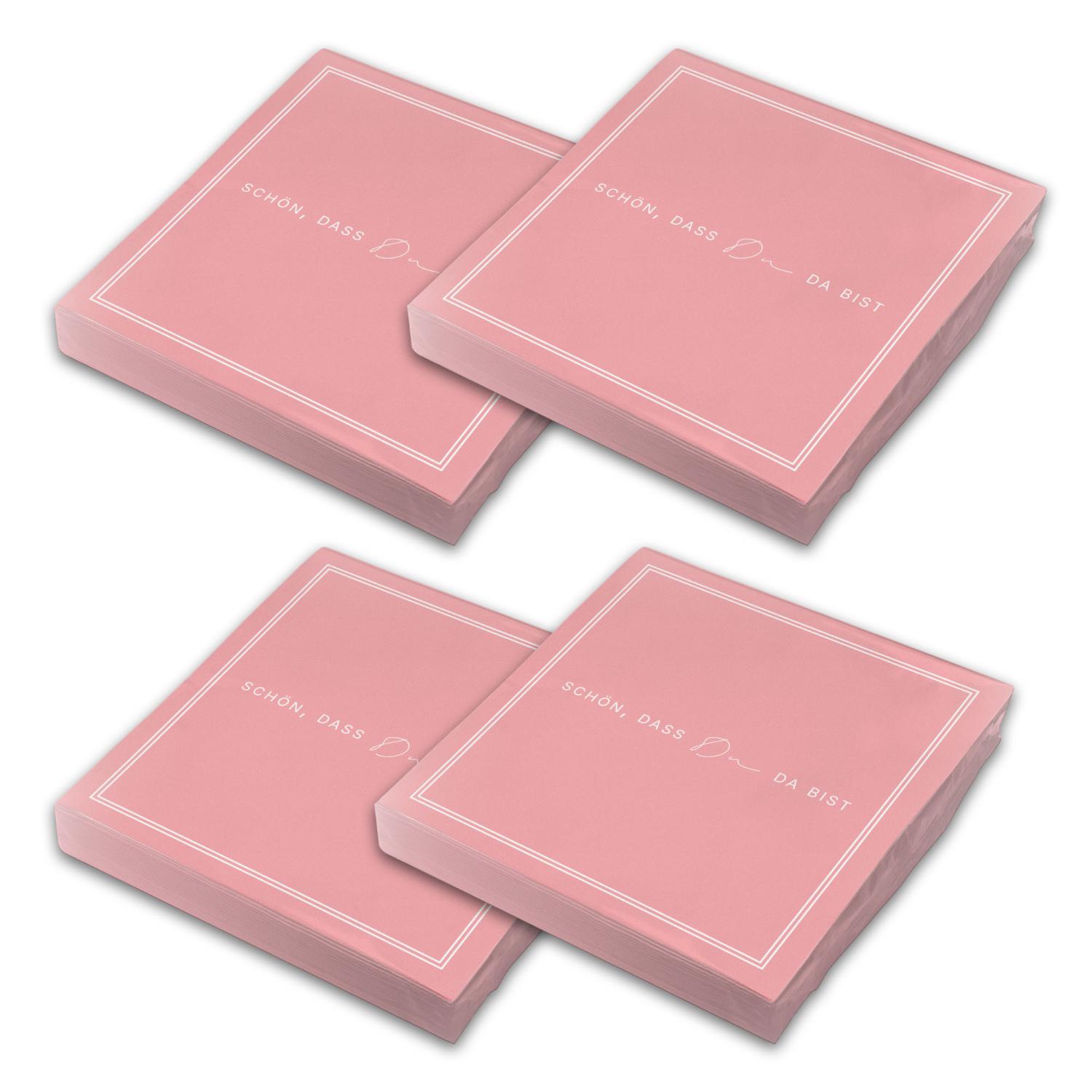 ITENGA 80x Servietten Sch�n dass du da bist V3 rosa