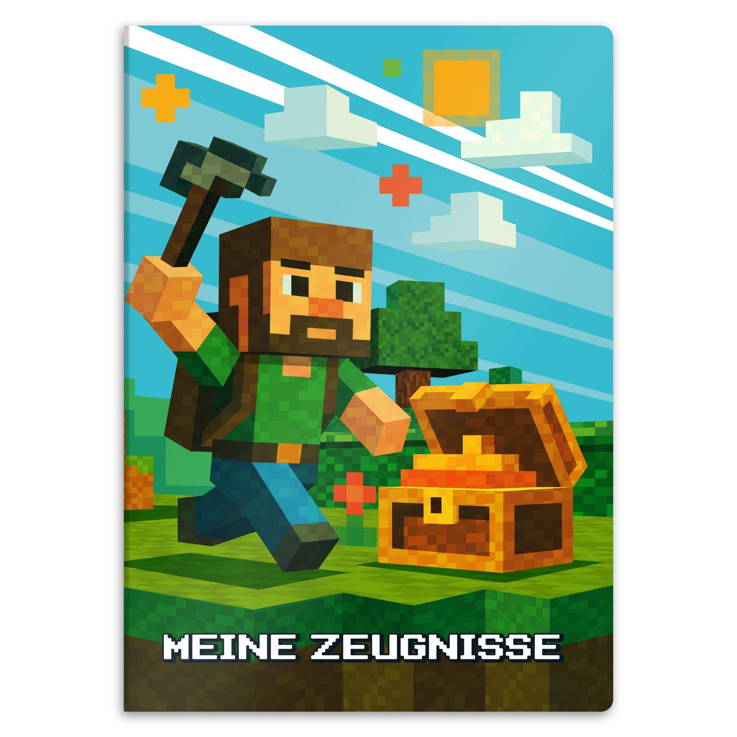 itenga Zeugnismappe A4 Kunststoff Sichtbuch Motiv BLOCKGAME