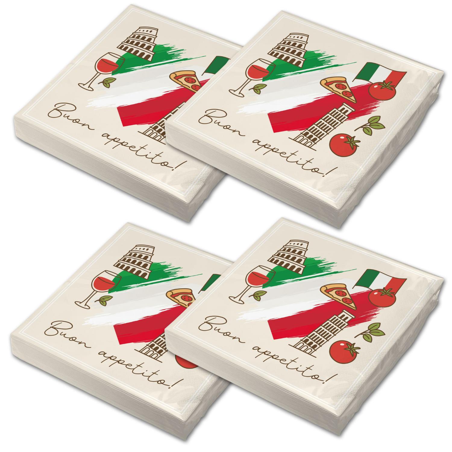 itenga 80x Serviette Herz Flagge mit Bildern ITALIEN v2