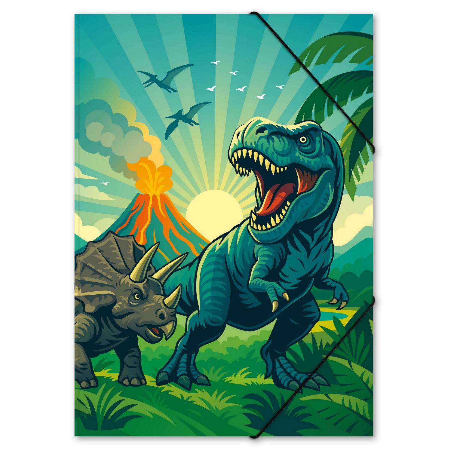 ITENGA Gummizugmappe Zeichenmappe A3 PP Motiv Dinosaurie...
